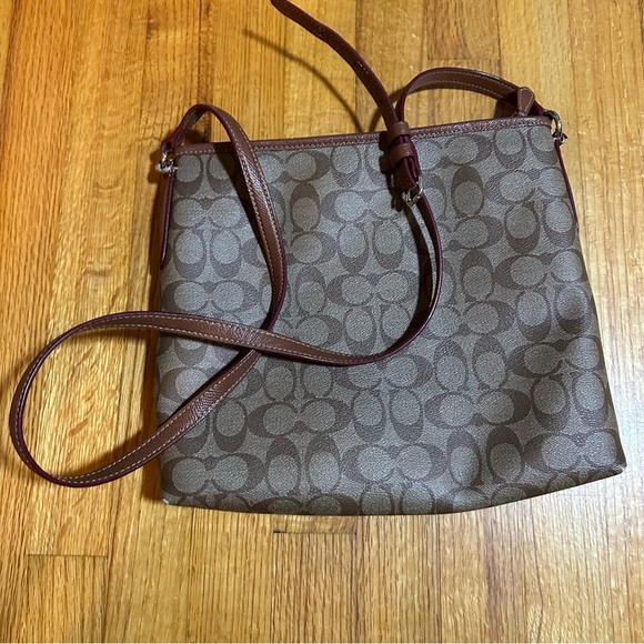 COACH FILE BAG IN TAN/ BROWN LINED SIGNATURE COATED CANVAS CROSSBODY F23866 - Picture 4 of 15